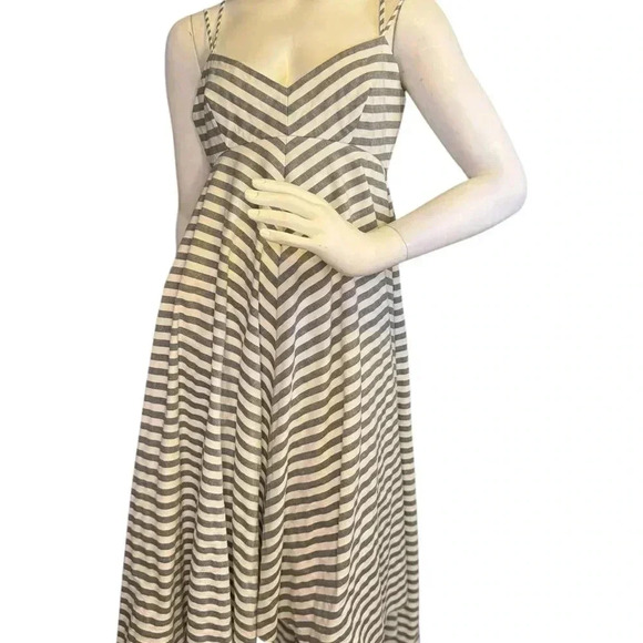 Milly Mitered Trapeze Dress White/Blue Striped Dress Size 8. - Picture 3 of 10